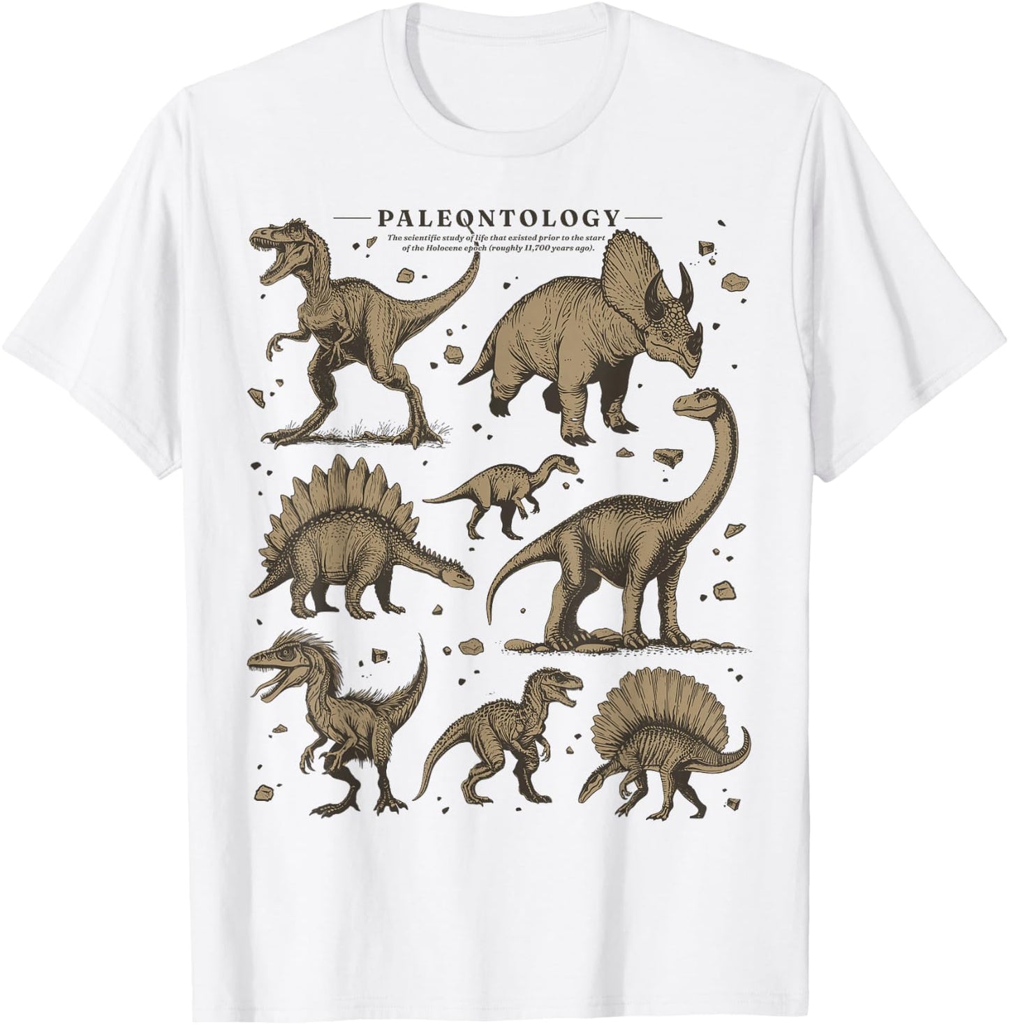 Paleontology Dinosaur Nerdy Science Teacher Vintage Graphic T-Shirt - T-Shirt | White
