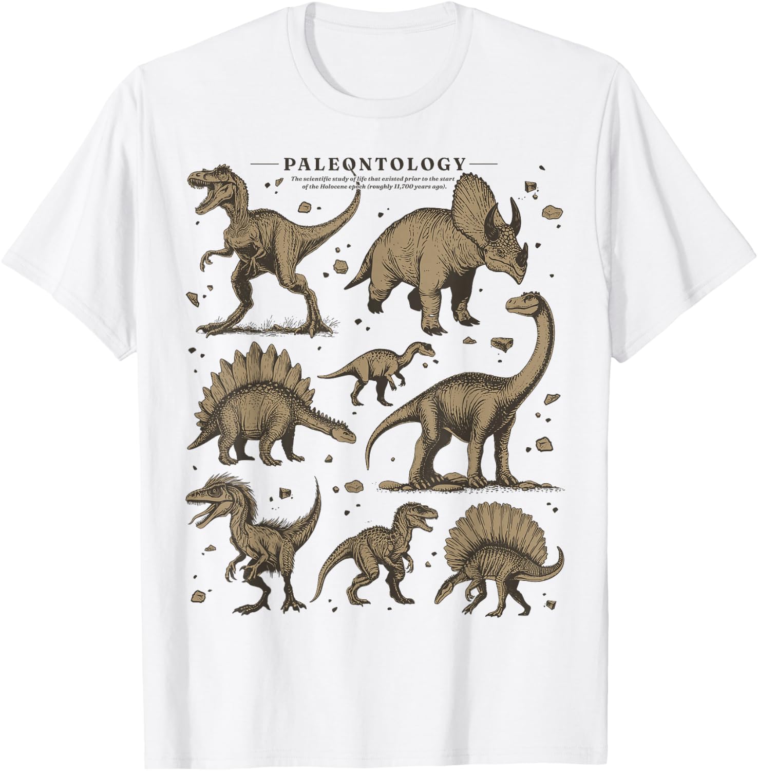 Paleontology Dinosaur Nerdy Science Teacher Vintage Graphic T-Shirt - T-Shirt | White