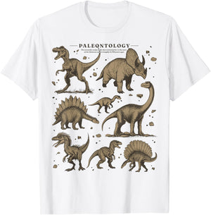 Paleontology Dinosaur Nerdy Science Teacher Vintage Graphic T-Shirt - T-Shirt | White