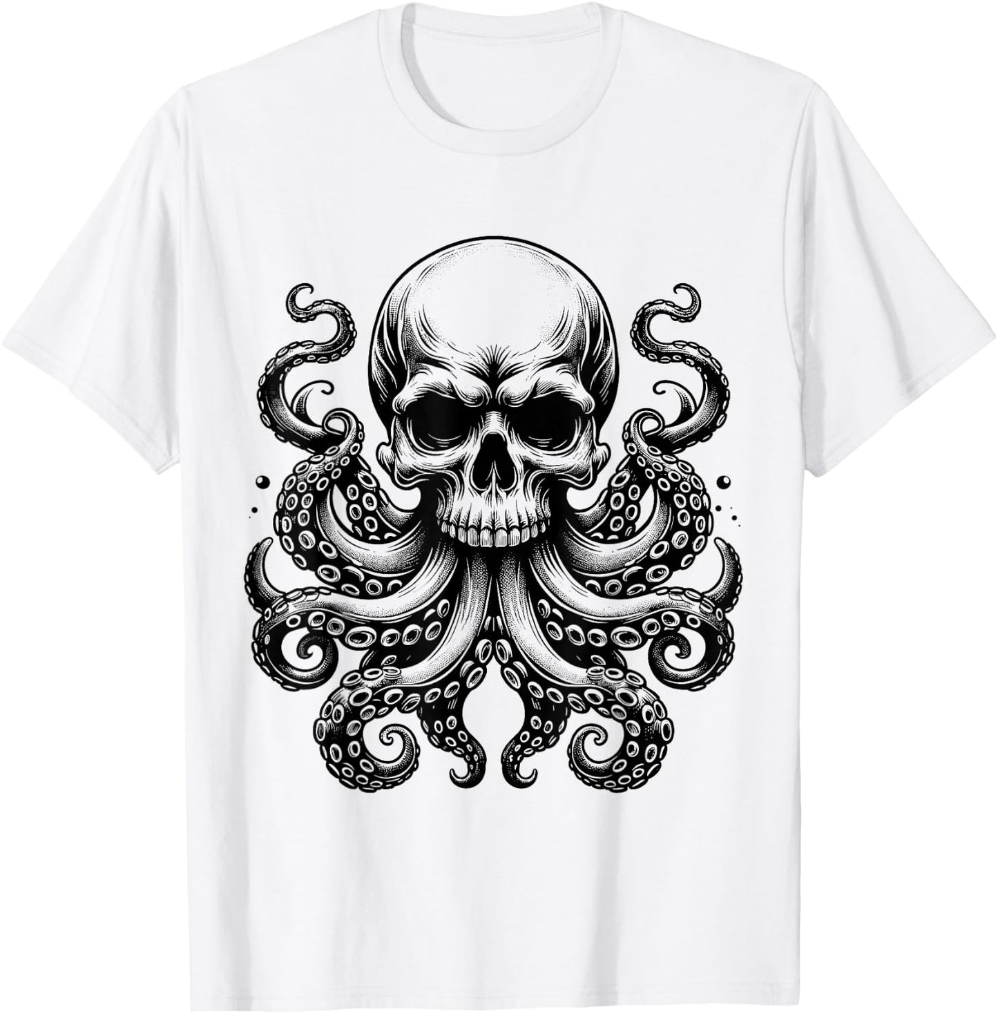 Octopus Skull Monster Kraken Skull T-Shirt - T-Shirt | White