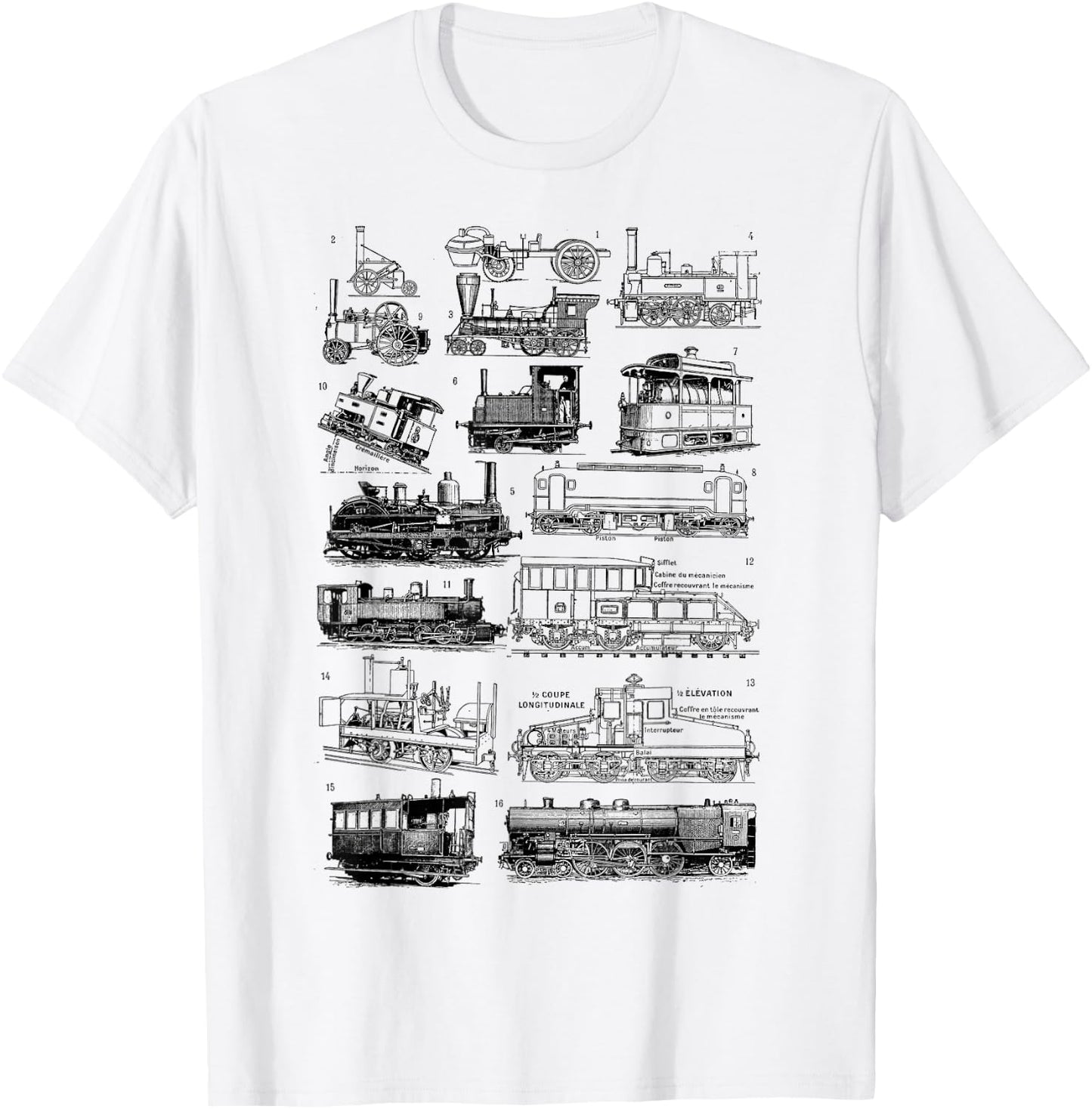 Steam Train Steam Locomotives , grey T-Shirt - T-Shirt | White