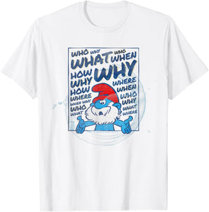 The Smurfs Papa Smurf Who What Why T-Shirt - T-Shirt | White