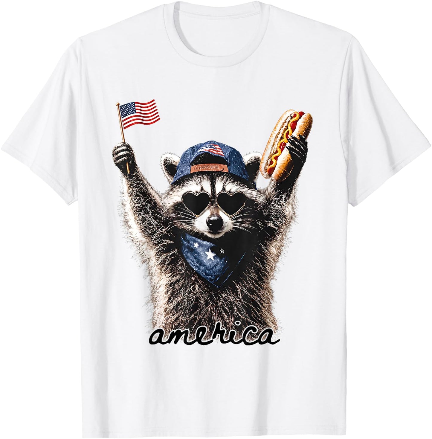 America Patriotic Raccoon T-Shirt - T-Shirt | White