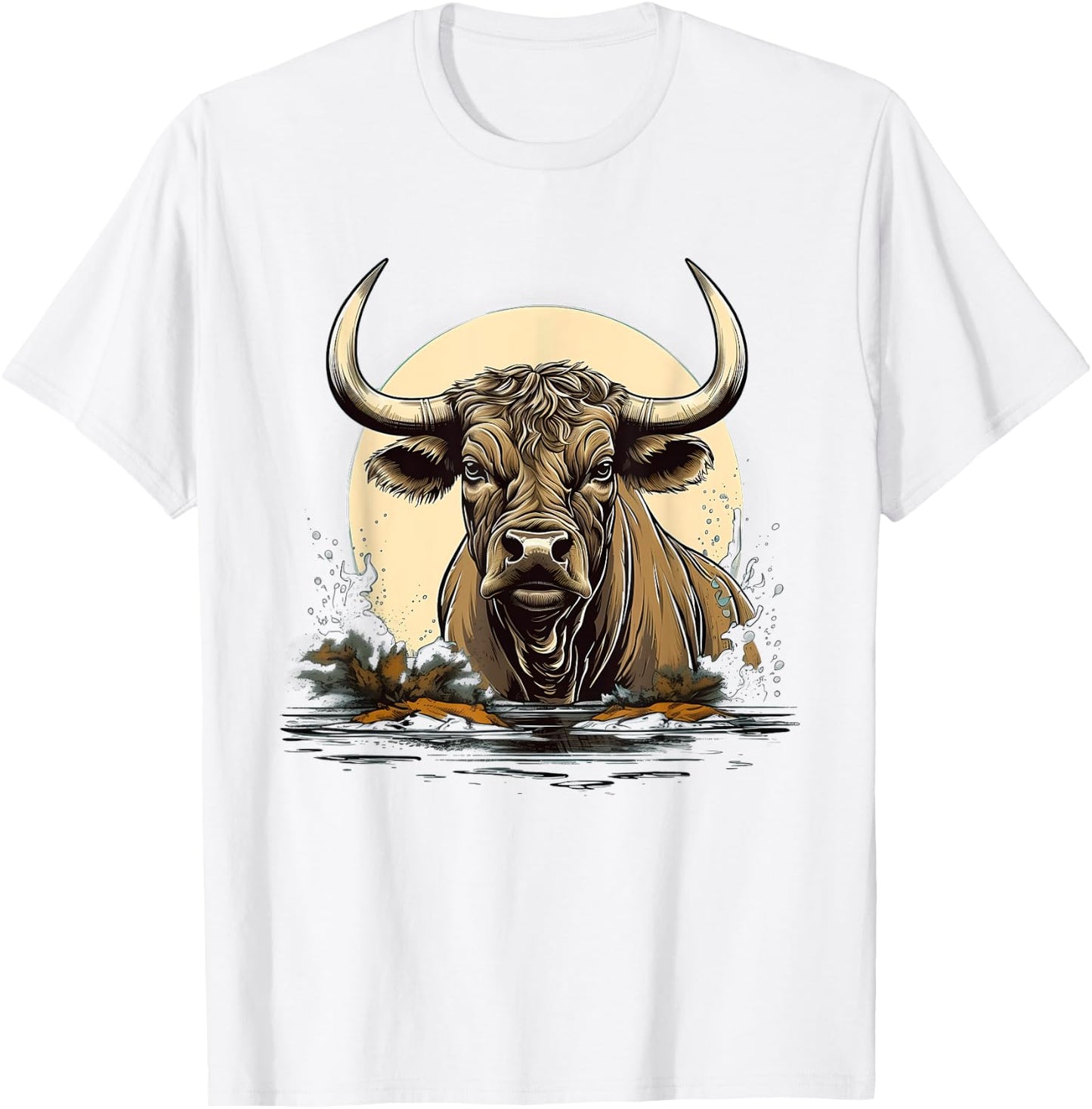 Retro Style Water Buffalo T-Shirt - T-Shirt | White