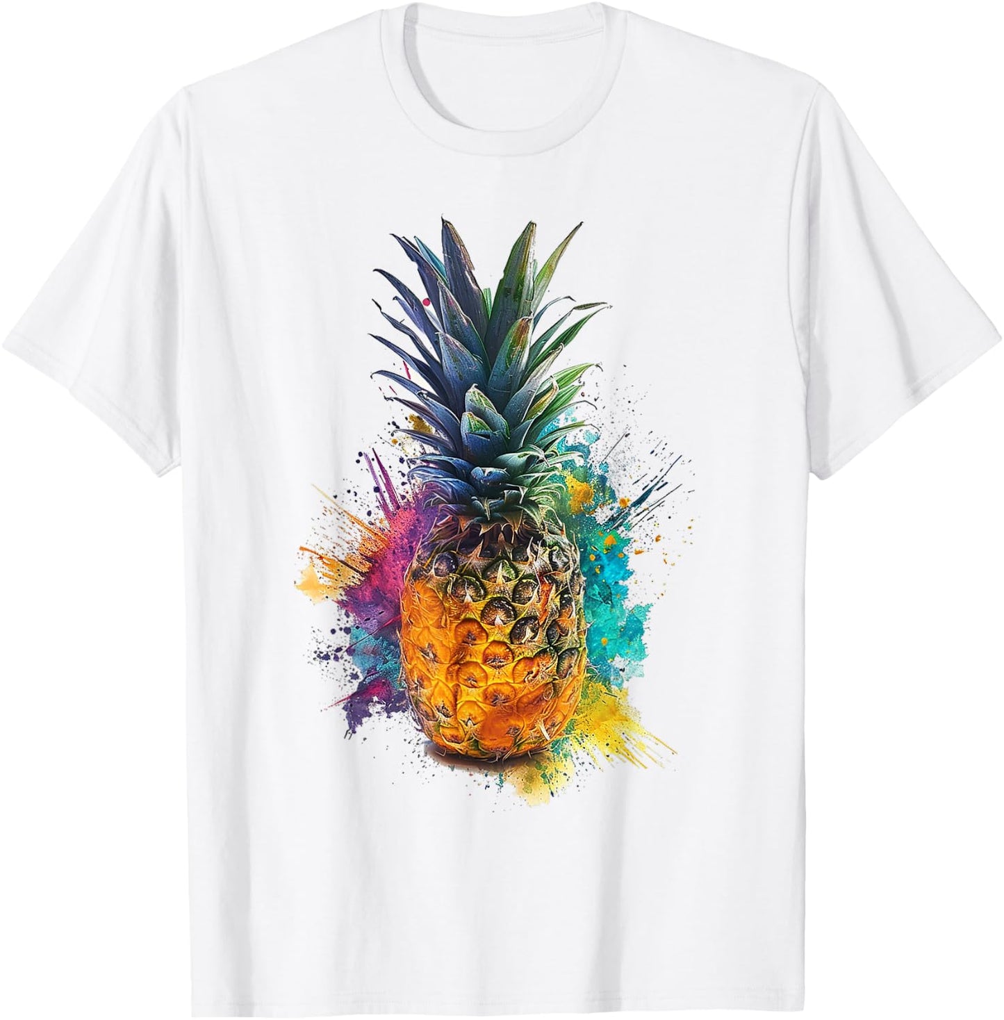 Ananas bunte Aquarell-Obstkunst-Grafik T-Shirt - T-Shirt | White