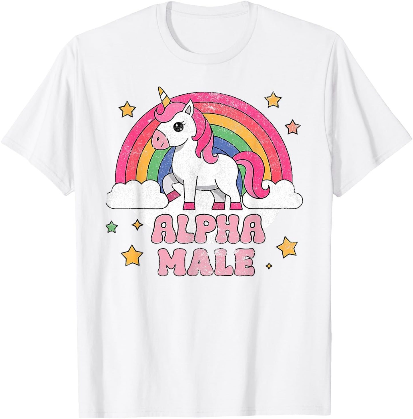 Alpha Male Unicorn , pink T-Shirt - T-Shirt | White