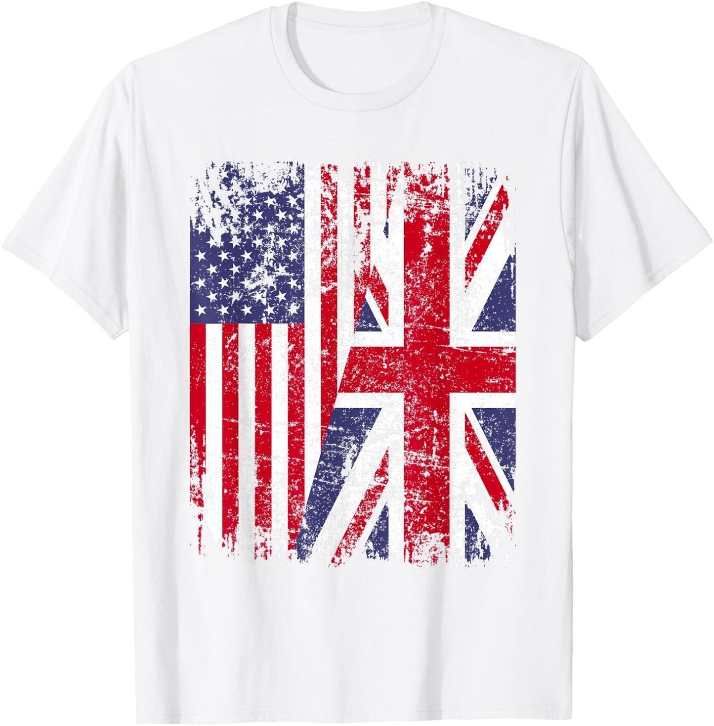 BRITISH ROOTS | Half American Flag | BRITAIN UK T-Shirt - T-Shirt | White