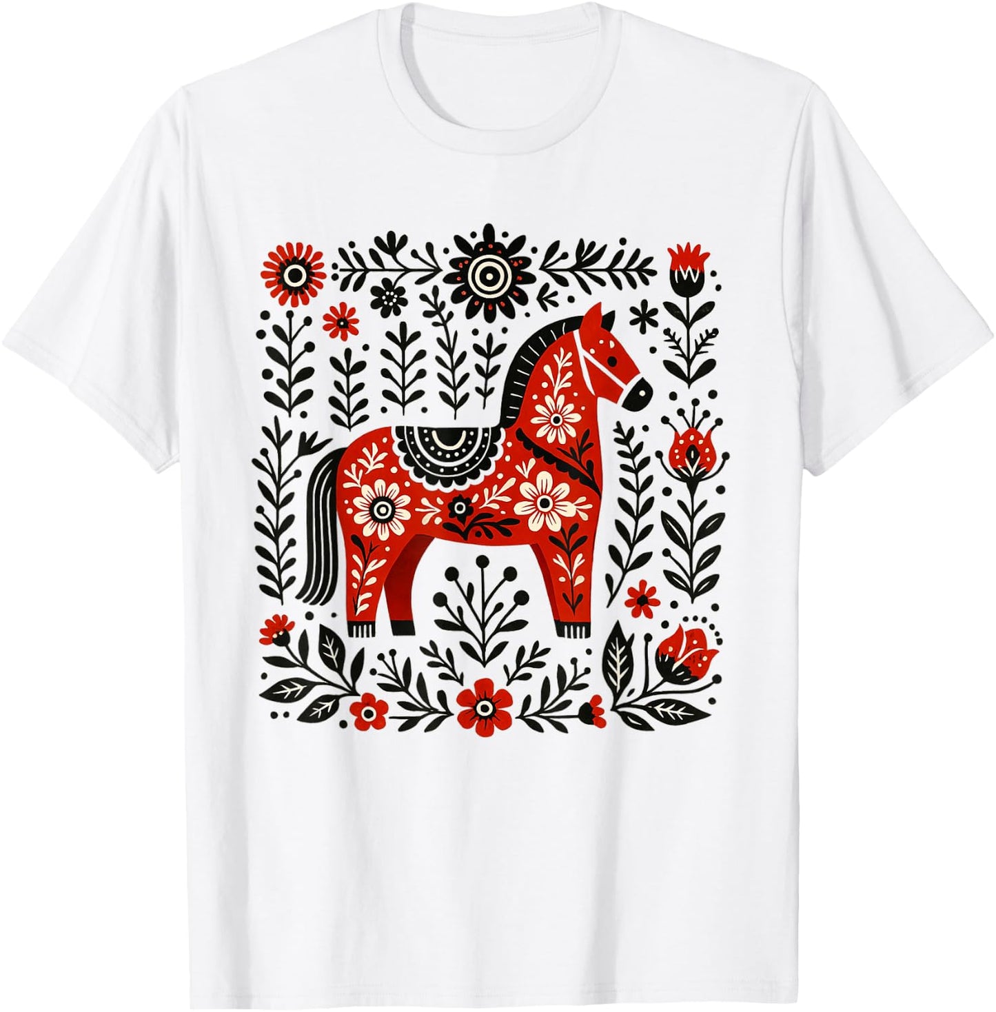 Dala Horse Swedish Heritage Sweden Nordic Scandinavian T-Shirt - T-Shirt | White