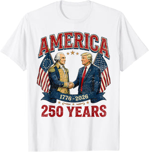 250 Years America Anniversary 250th Trump Washington T-Shirt - T-Shirt | White