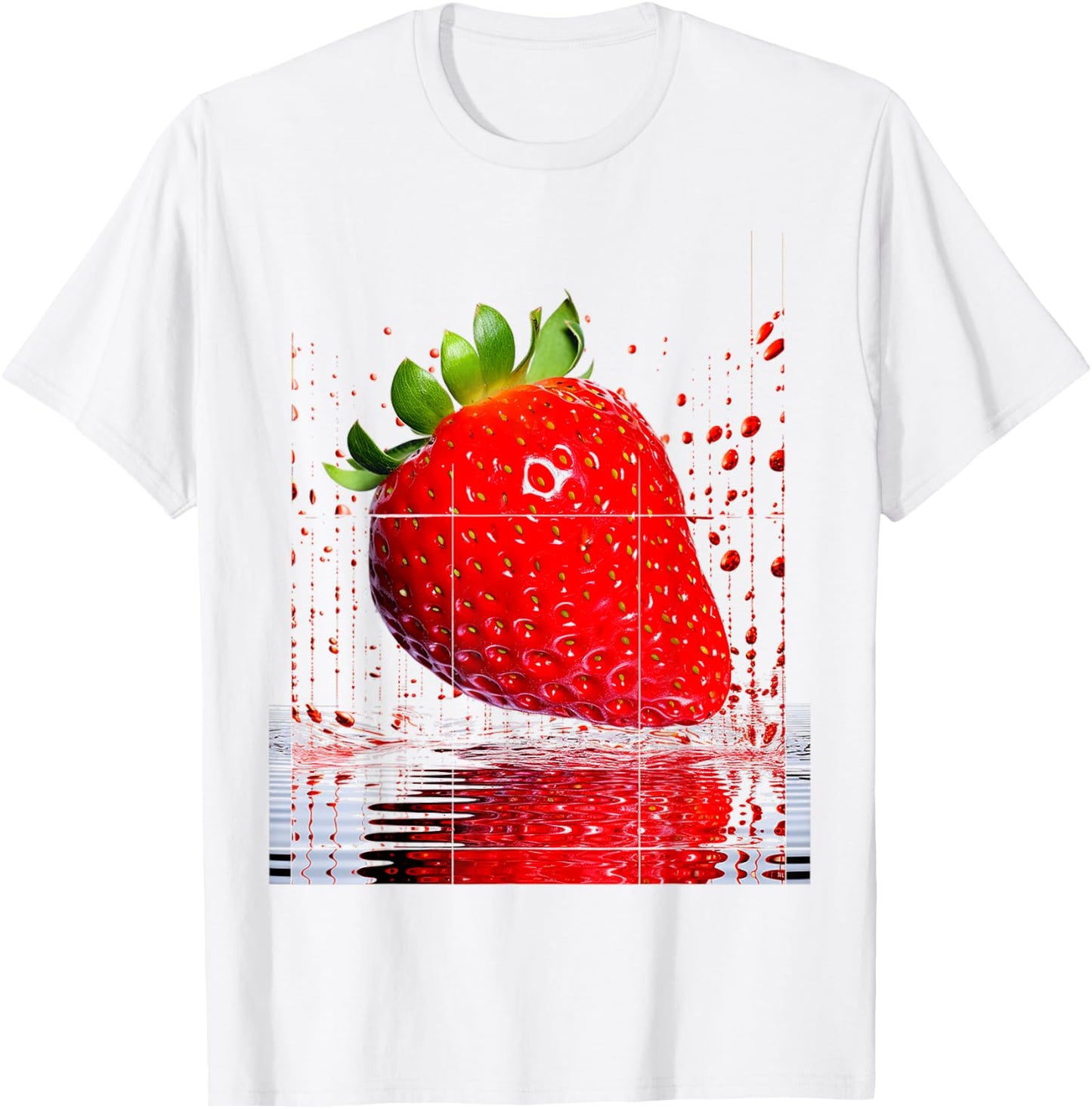 Abstract Painting Strawberry Fruit Strawberry , white, S T-Shirt - T-Shirt | White