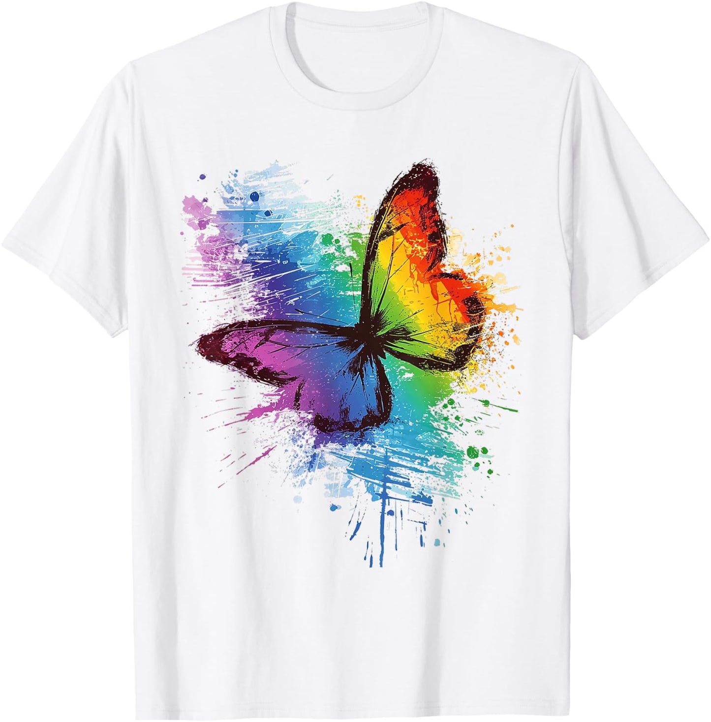Butterfly Animal Colorful Zoo Painting Abstract Butterfly T-Shirt - T-Shirt | White