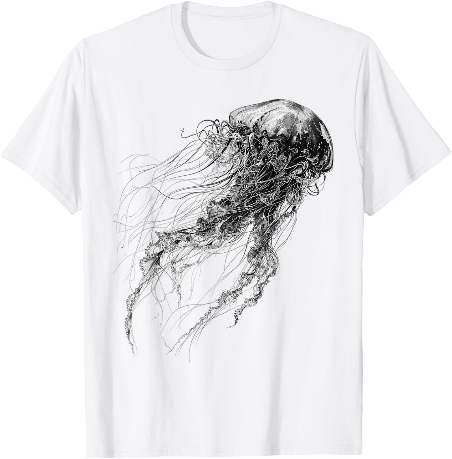 Jellyfish Animal Print Graphic Jellyfish , white, S T-Shirt - T-Shirt | White