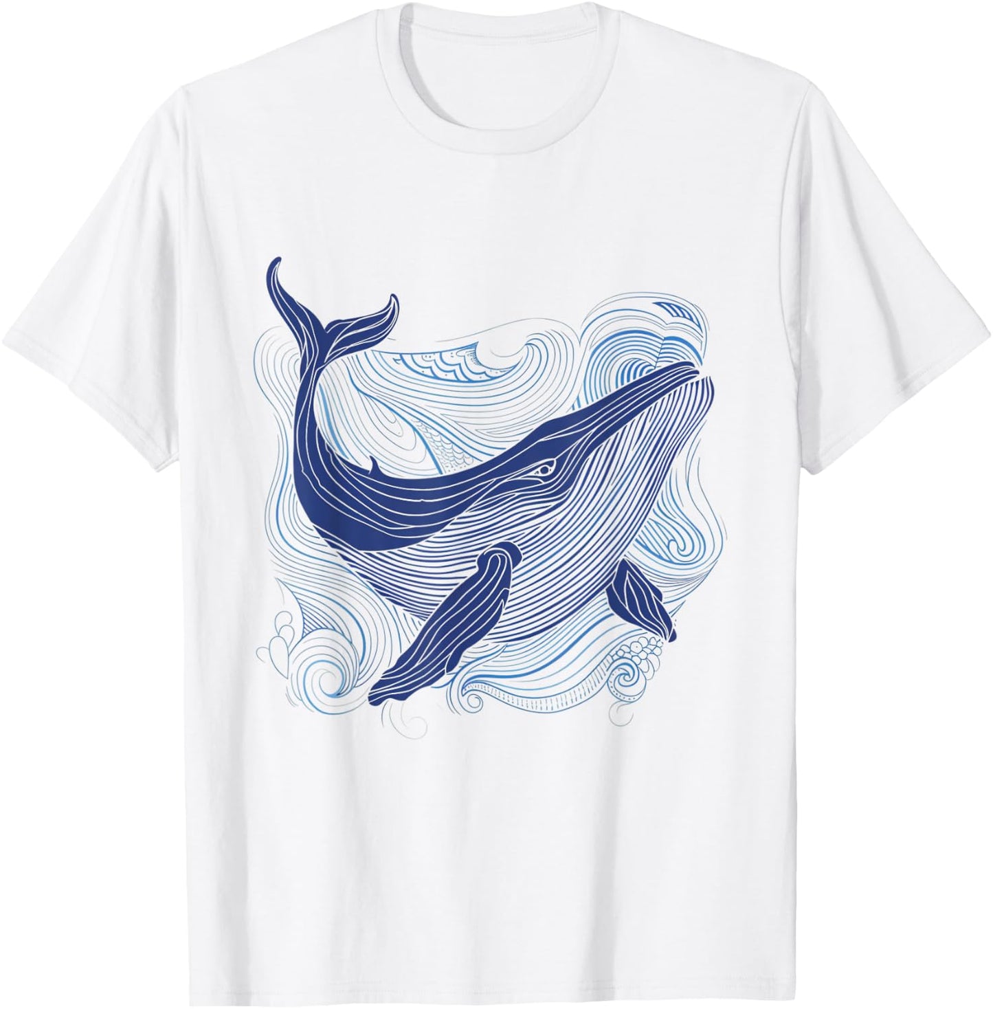 Blue Whale 52 Hz Leaping Over Rainbow Waves T-Shirt - T-Shirt | White