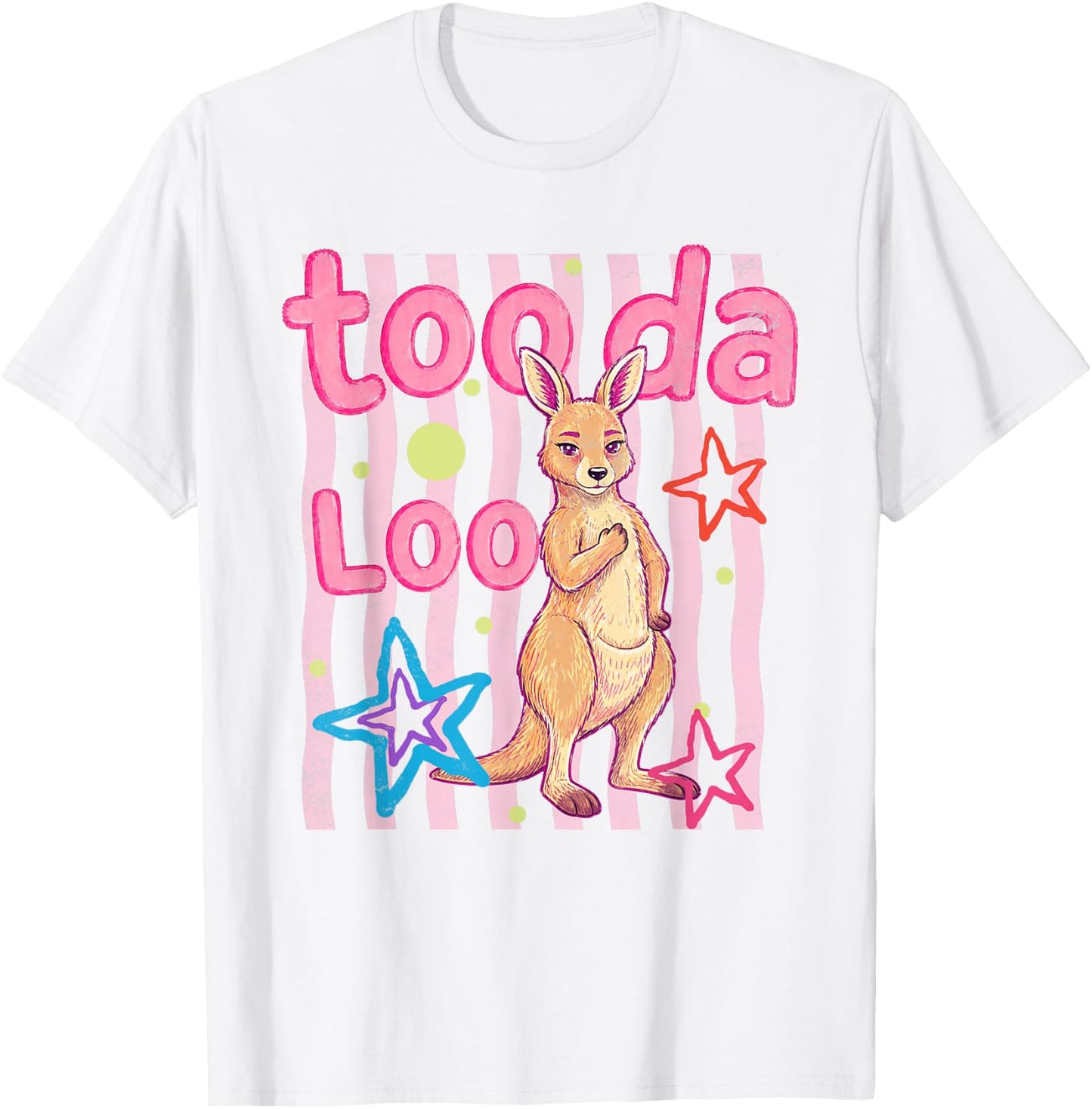 Cute Kangaroo Tooda Loo Cartoon Animal Design T-Shirt - T-Shirt | White