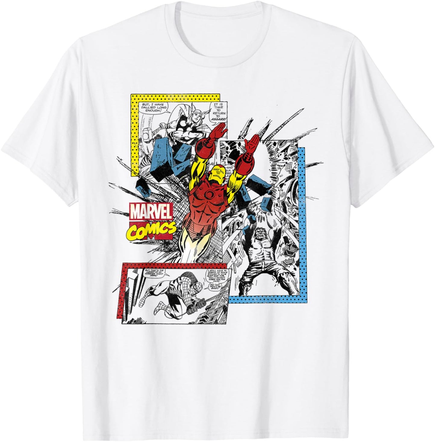 Marvel Comics Iron Man Classic Retro Panels Graphic T-Shirt - T-Shirt | White