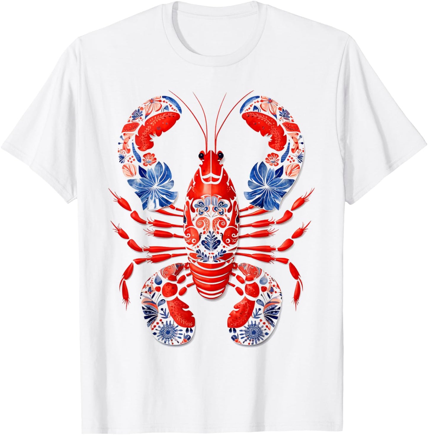 Lobster Animal Print Nature Portrait Lobster , white, S T-Shirt - T-Shirt | White