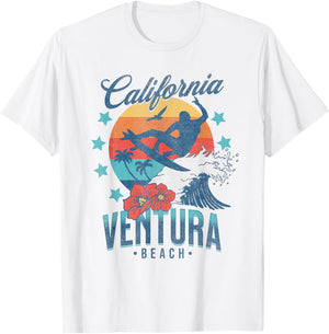 Ventura Beach California Surfing Vintage Vacation Retro Surf T-Shirt - T-Shirt | White