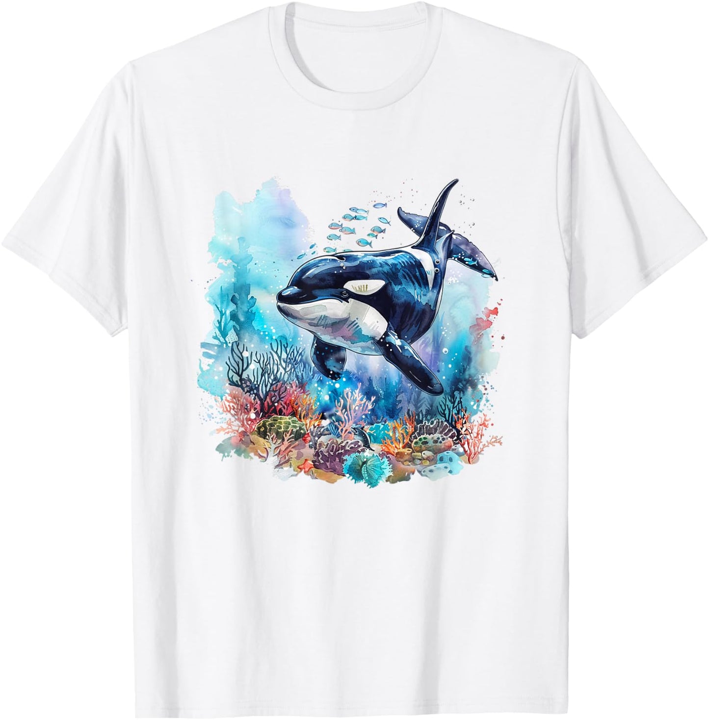 Orca t featuring Watercolor Orca T-Shirt - T-Shirt | White