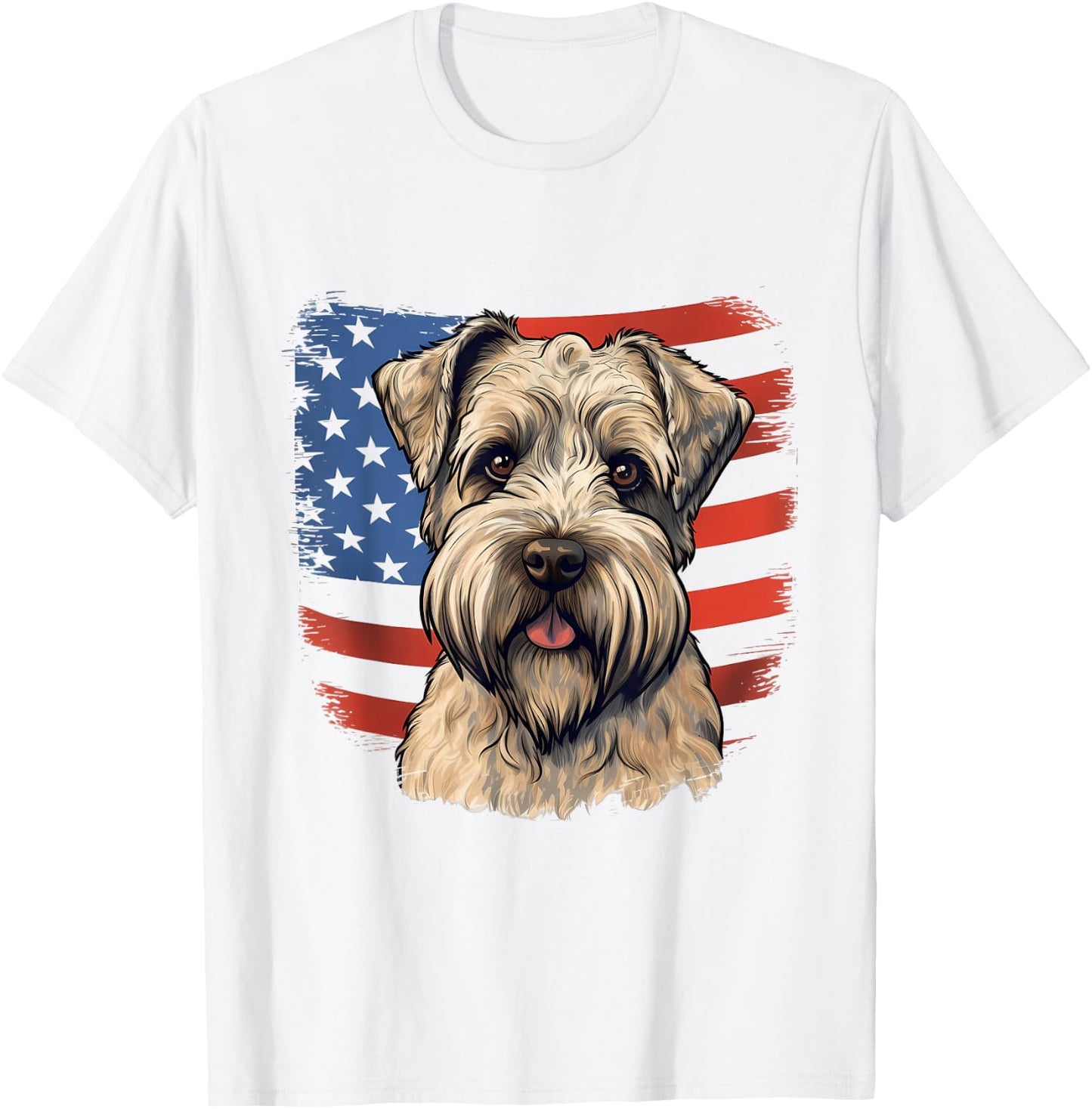 4th Of July US Flag Soft-Coated Wheaten Terrier Dog T-Shirt - T-Shirt | White