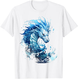 Abstract Dragon Pattern Painting Illustration Animal Dragon , white, S T-Shirt - T-Shirt | White
