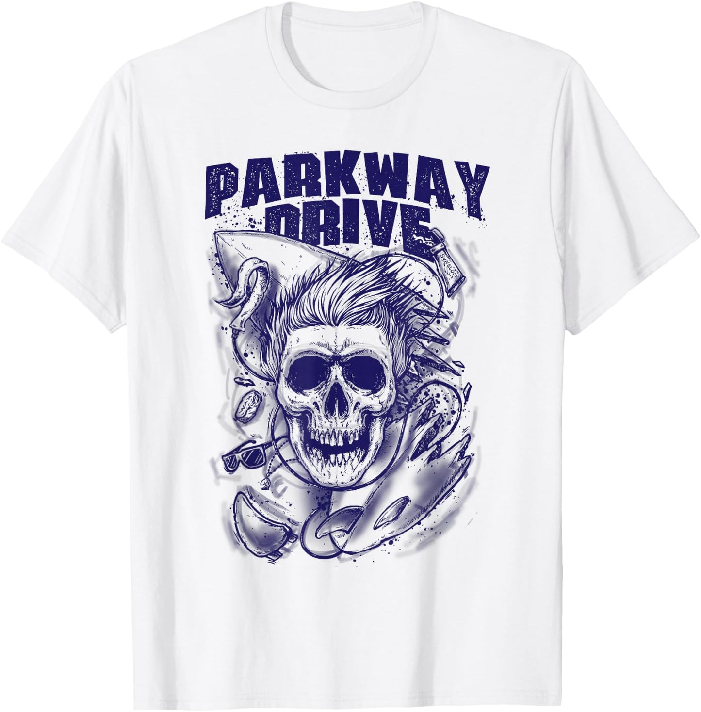 Parkway Drive - Official Merchandise - Surfer Skull - White T-Shirt - T-Shirt | White