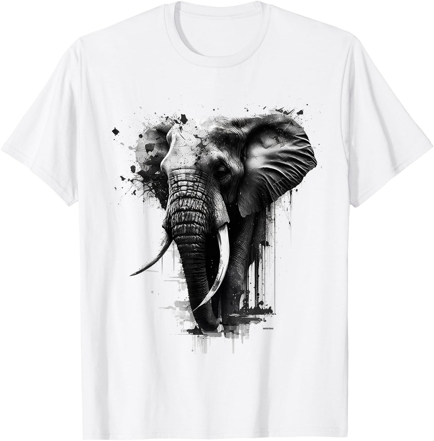 Elephant Art Drawing Zoo Animal Motif Elephant T-Shirt - T-Shirt | White