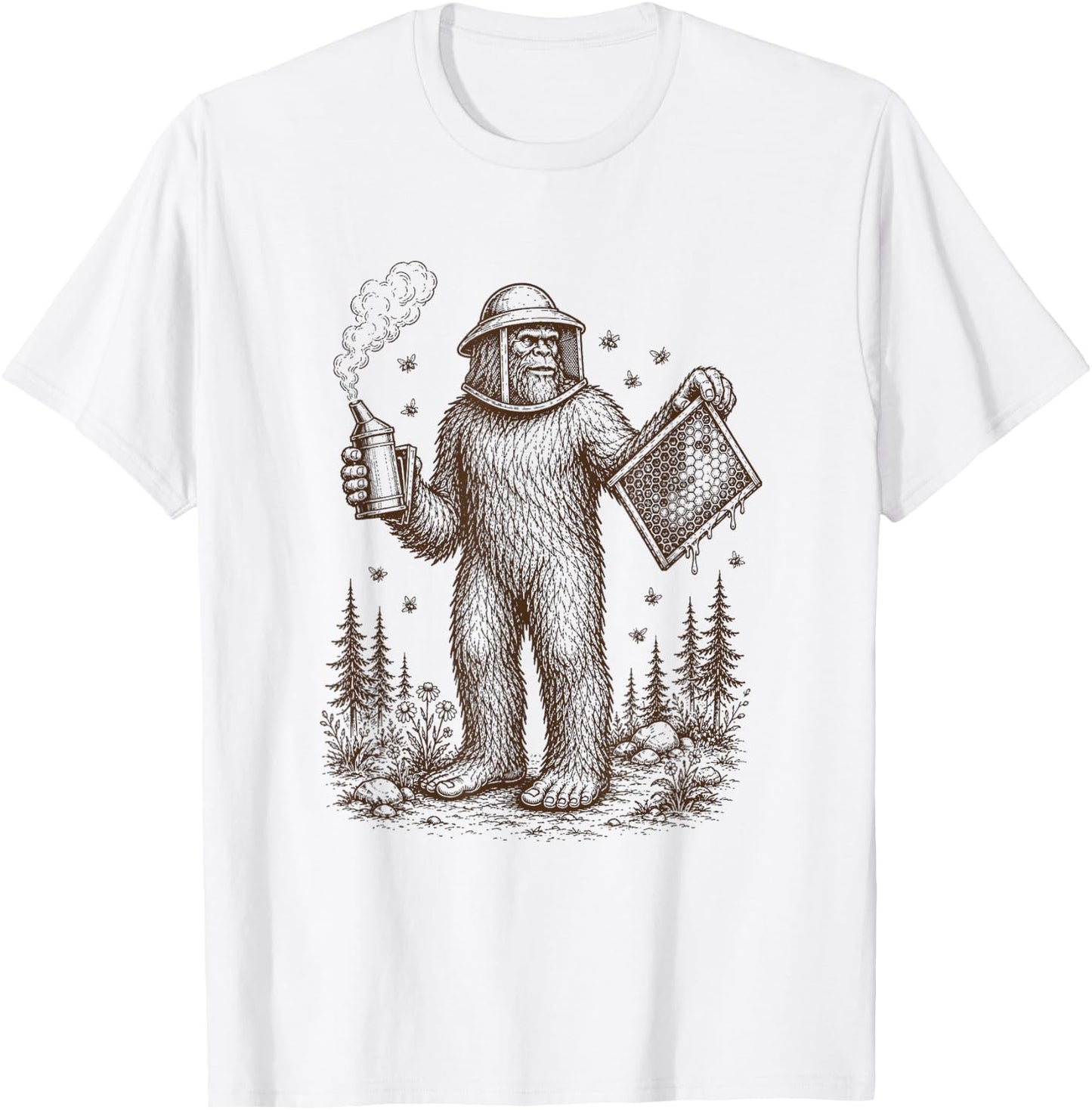 Bigfoot Beekeeper Beekeeping Sasquatch Apiarist Honey Lover T-Shirt - T-Shirt | White