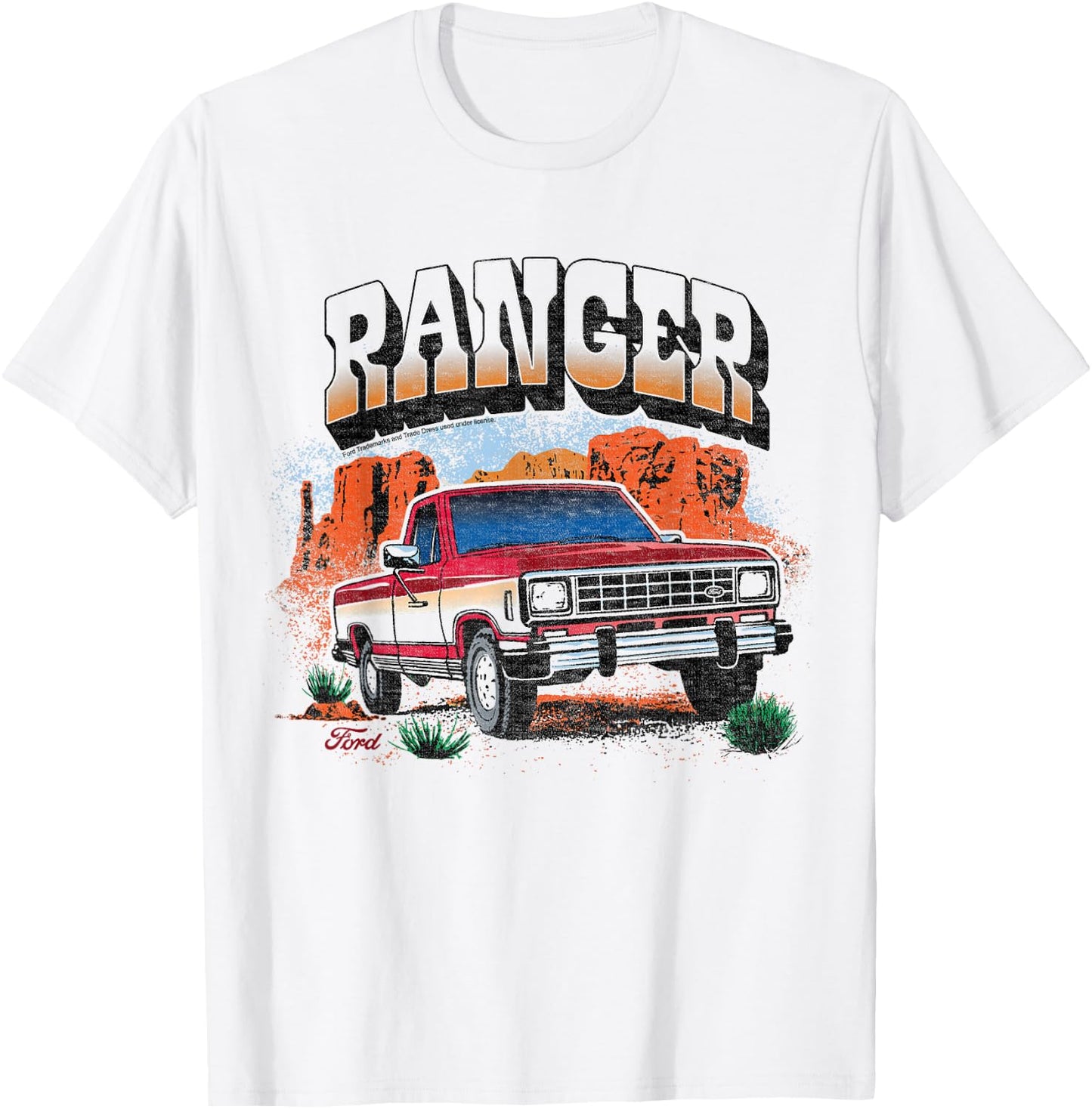 Ford - Ranger Truck 1983 Outdoor Desert Mountain Landscape , White T-Shirt - T-Shirt | White