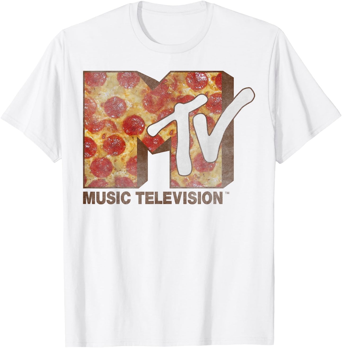 MTV Pepperoni Pizza Logo T-Shirt - T-Shirt | White