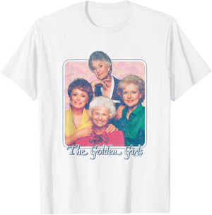 The Golden Girls Iconic Characters Group Shot Retro Poster , White T-Shirt - T-Shirt | White