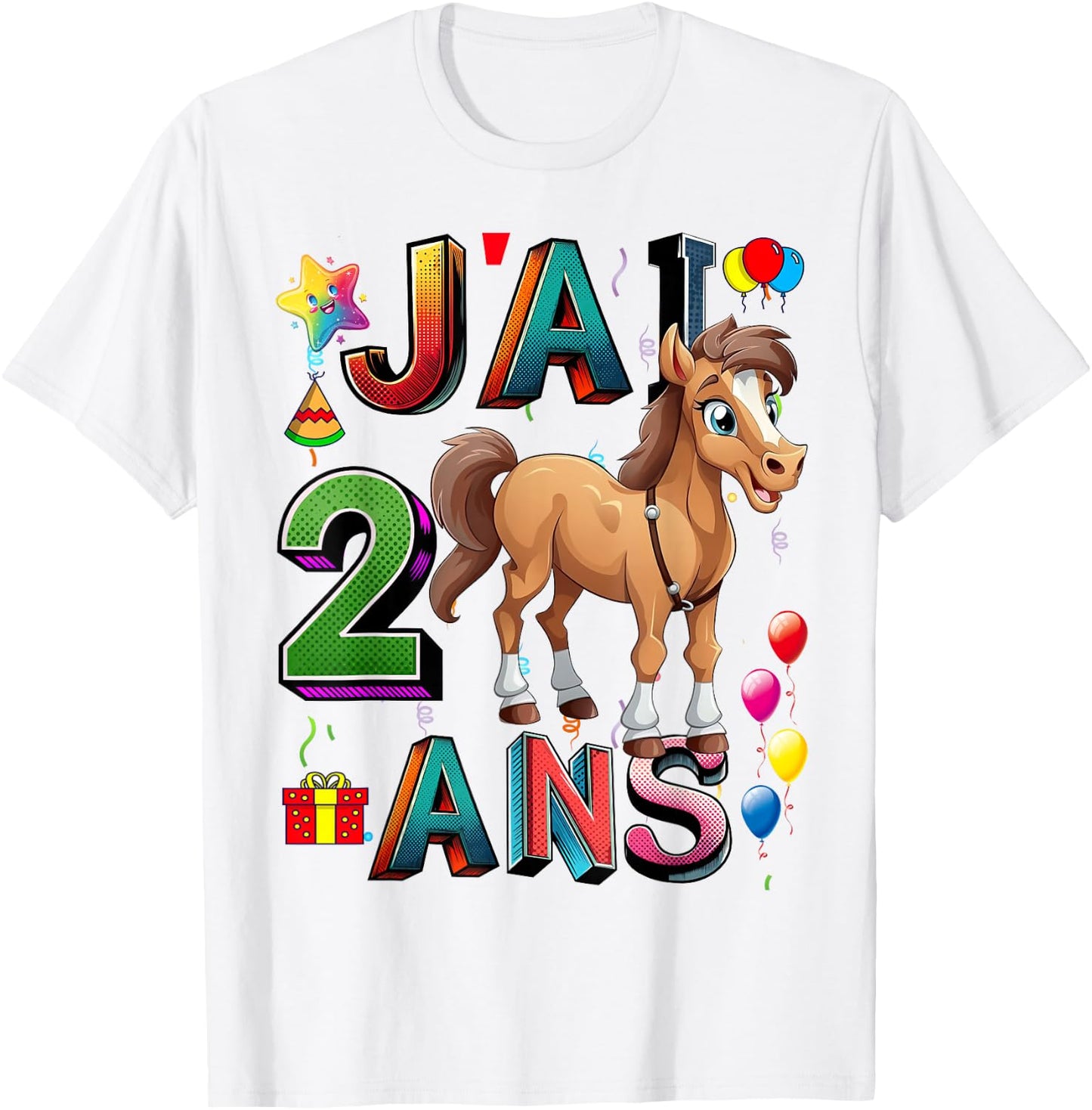 Child Horse Child 2 Years Birthday Boy Girl Horse , white, S T-Shirt - T-Shirt | White