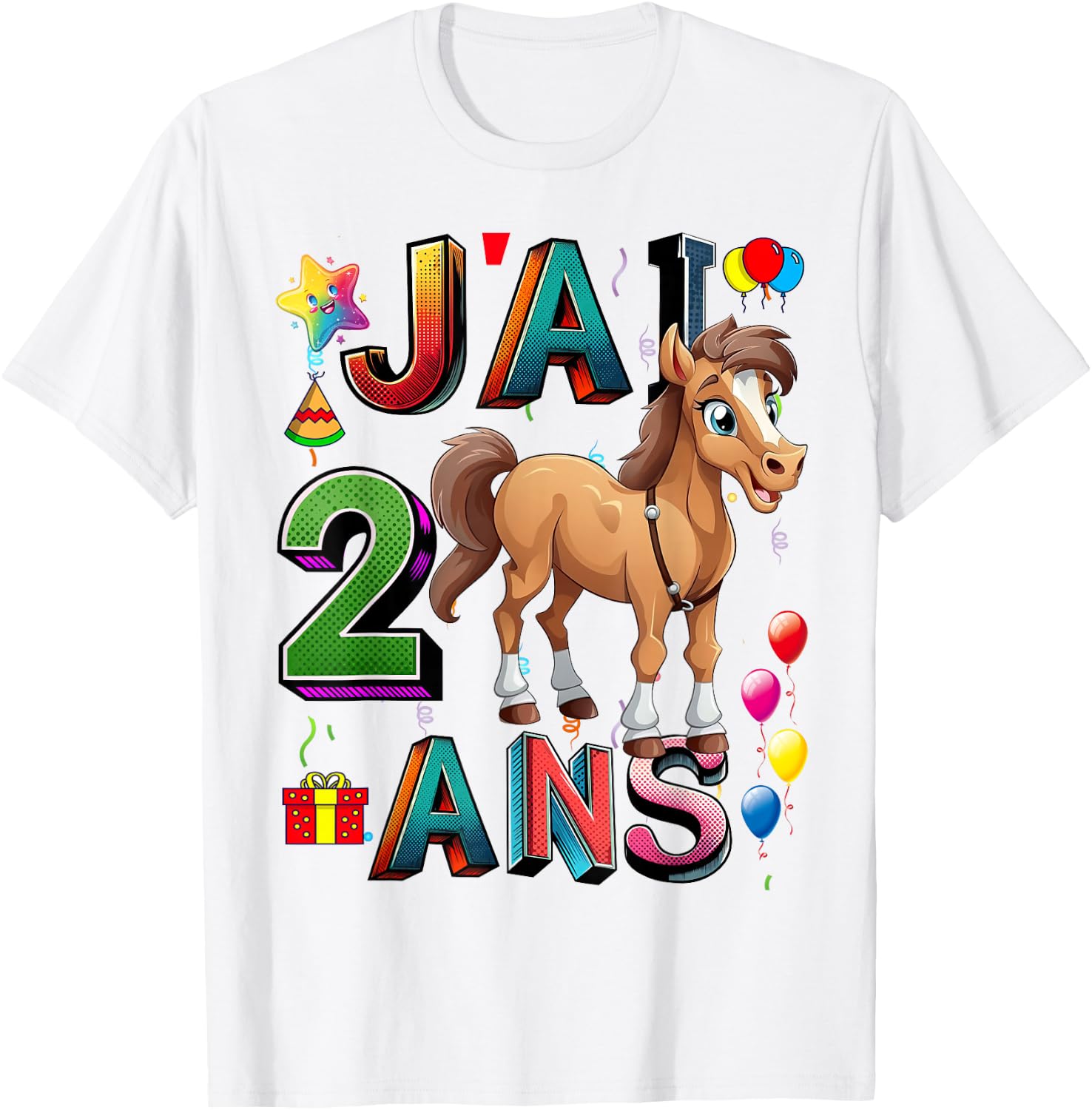 Child Horse Child 2 Years Birthday Boy Girl Horse , white, S T-Shirt - T-Shirt | White