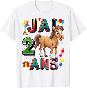 Child Horse Child 2 Years Birthday Boy Girl Horse , white, S T-Shirt - T-Shirt | White