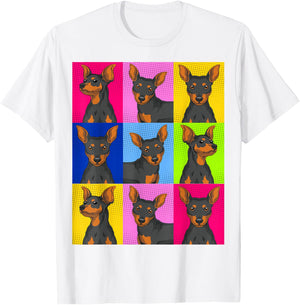 Dog Owner Animal Pet Min Pin Dog Lover Pop Art Min Pinscher T-Shirt - T-Shirt | White