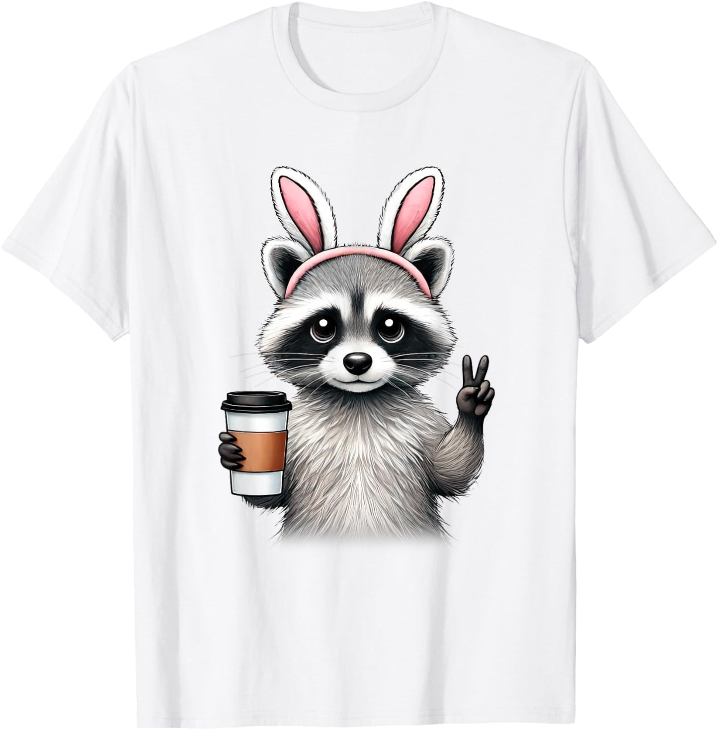 Happy Easter Bunny Raccoon Eggs Basket Women Teen Girl Kid T-Shirt - T-Shirt | White