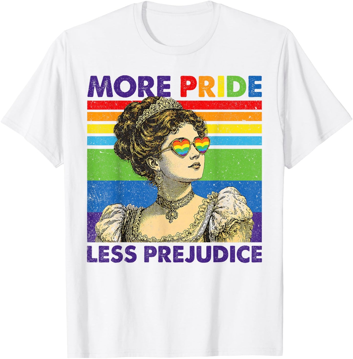 More Pride Less Prejudice Pride Month LGBTQ T-Shirt - T-Shirt | White