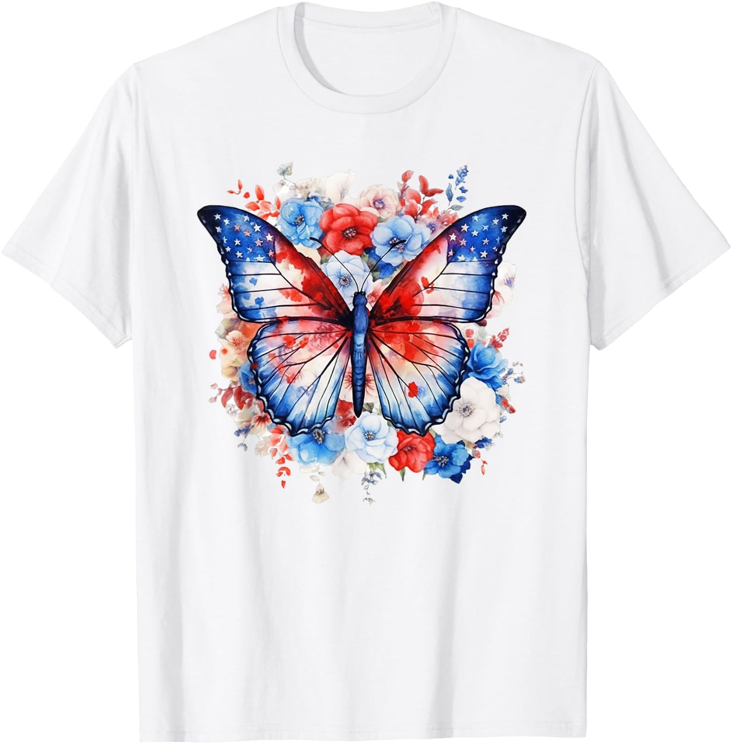 USA American flag Butterfly Beautiful Nature Lover July 4th Kids Men T-Shirt - T-Shirt | White