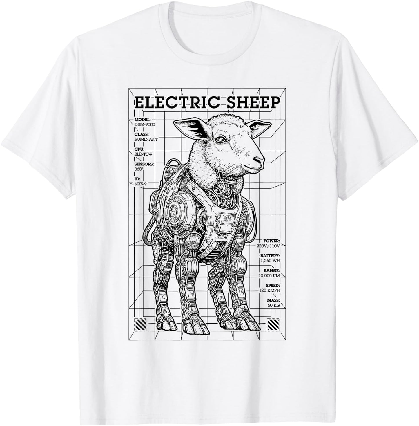 Electric Sheep Cyberpunk Android Robot Science Fiction Gamer T-Shirt - T-Shirt | White