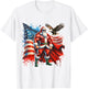 Funny Santa Claus Vintage Patriotic American flag T-Shirt - T-Shirt | White
