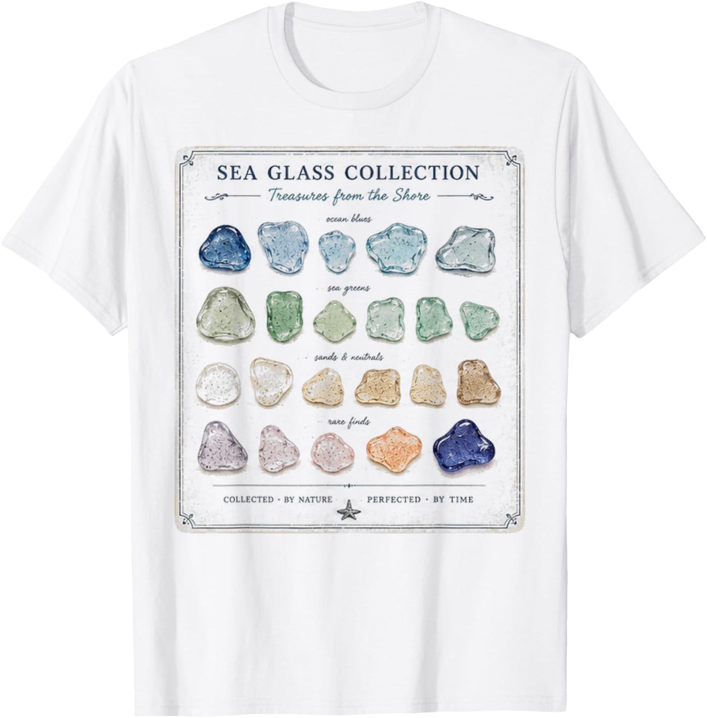 Sea Glass Collection Vintage Beach Treasure T-Shirt - T-Shirt | White