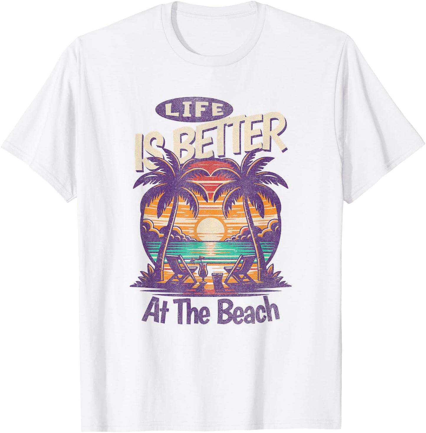 Life Is better At The Beach, Tropical T-Shirt - T-Shirt | White