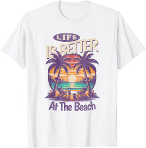 Life Is better At The Beach, Tropical T-Shirt - T-Shirt | White