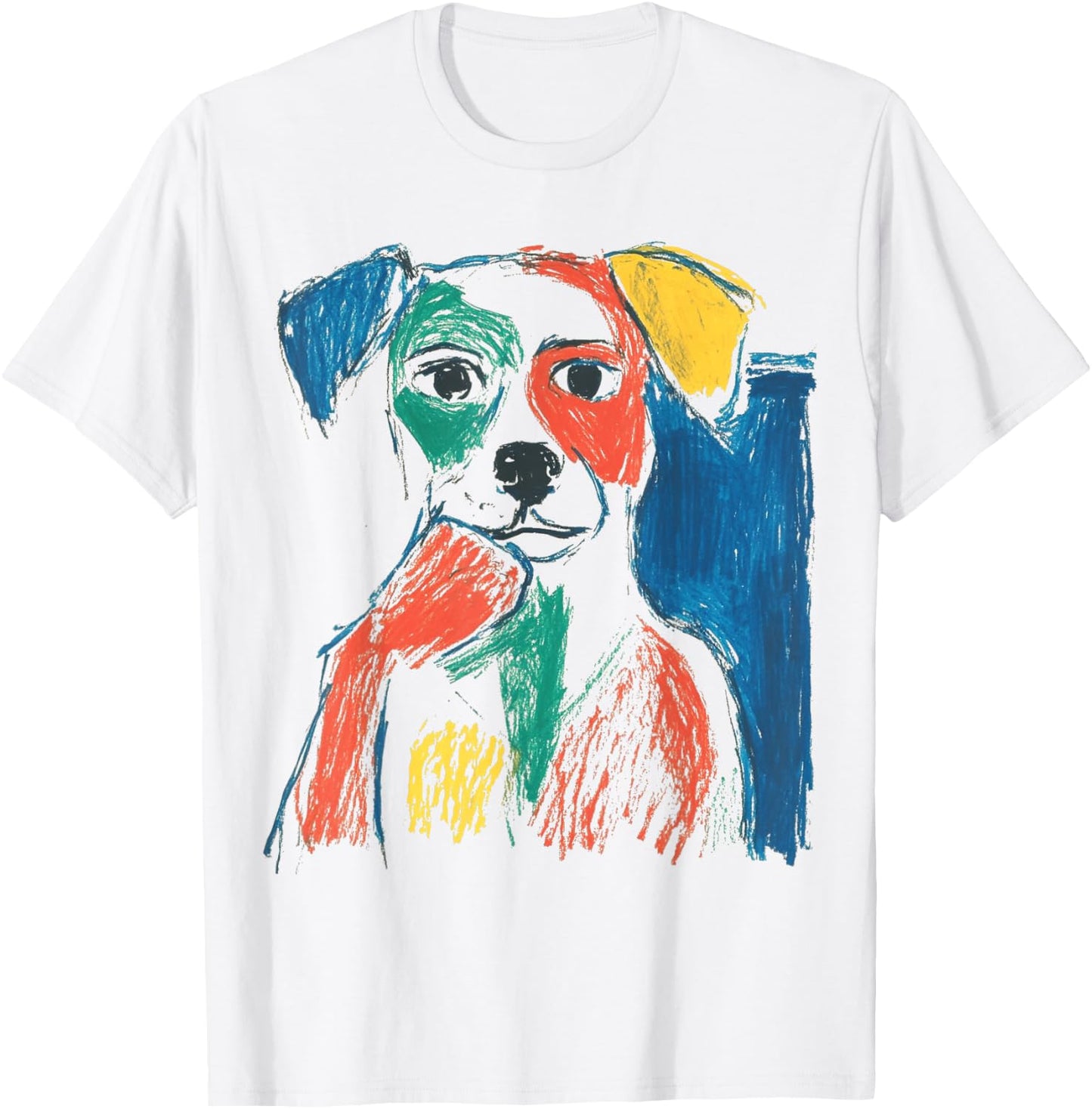 Colorful Abstract Graffiti Doodle Pop Art Dog Graphic T-Shirt - T-Shirt | White