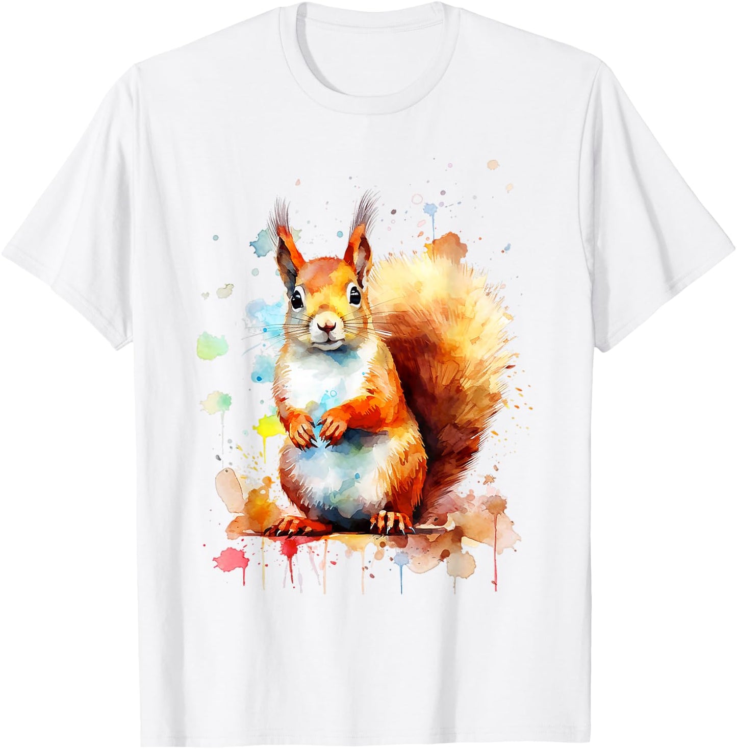 Squirrel Animal Abstract Motif Colourful Painting Squirrel , White T-Shirt - T-Shirt | White