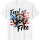 Raccoon Feral But Free 4th of July Patriotic Men Women Kids T-Shirt - T-Shirt | White