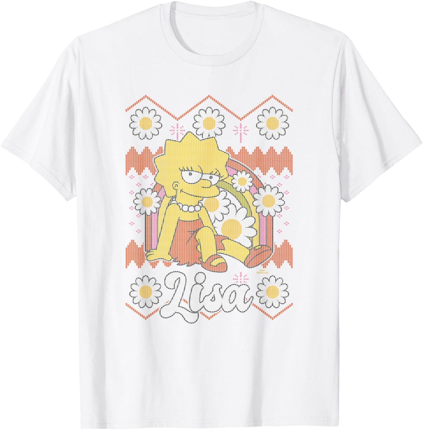 The Simpsons Lisa Flowers Centered Design T-Shirt - T-Shirt | White