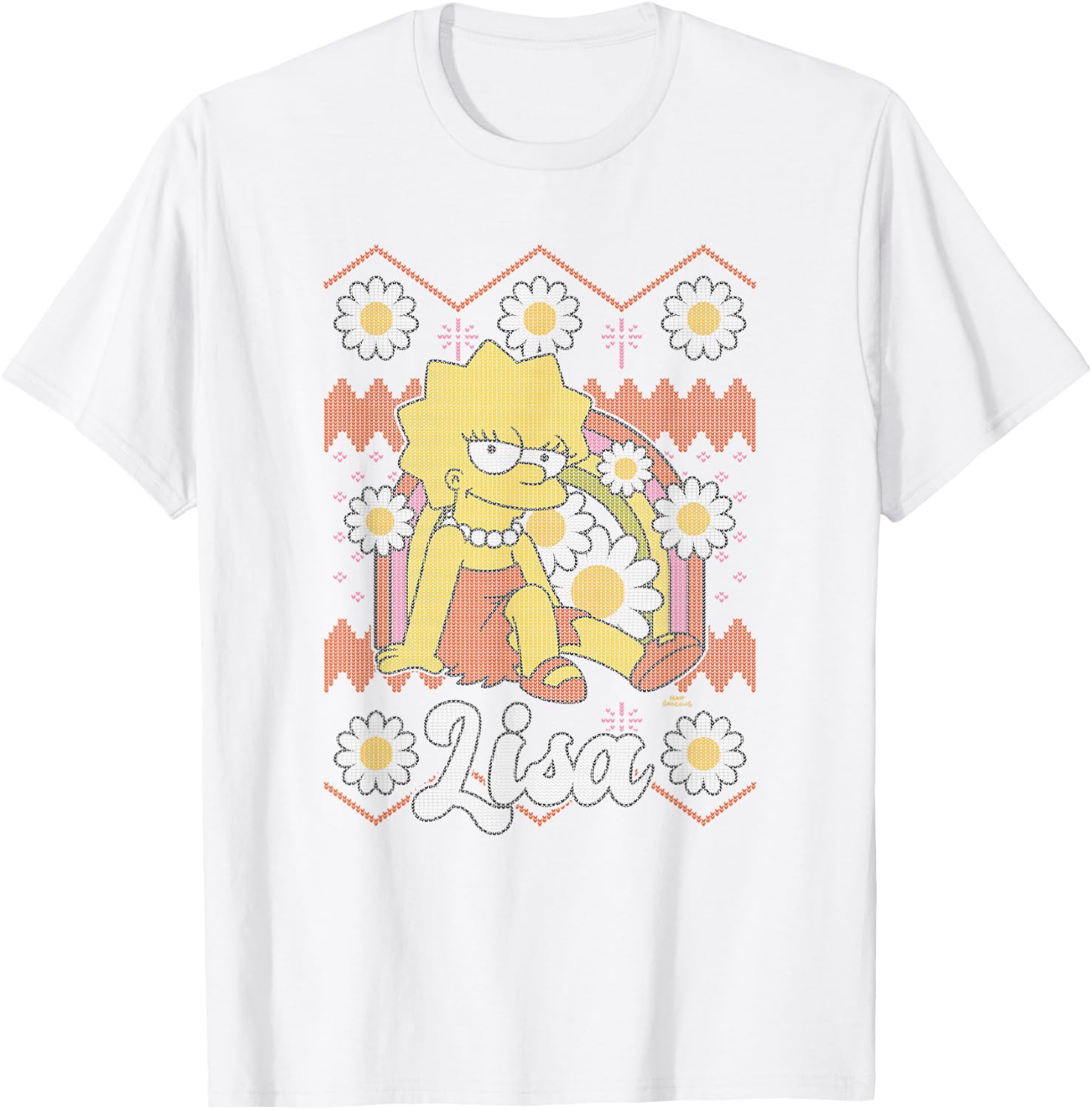The Simpsons Lisa Flowers Centered Design T-Shirt - T-Shirt | White