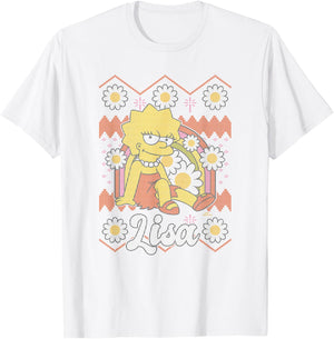The Simpsons Lisa Flowers Centered Design T-Shirt - T-Shirt | White