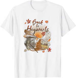 Harry Potter Back to Hogwarts Autumn Themed Hedwig Poster T-Shirt - T-Shirt | White