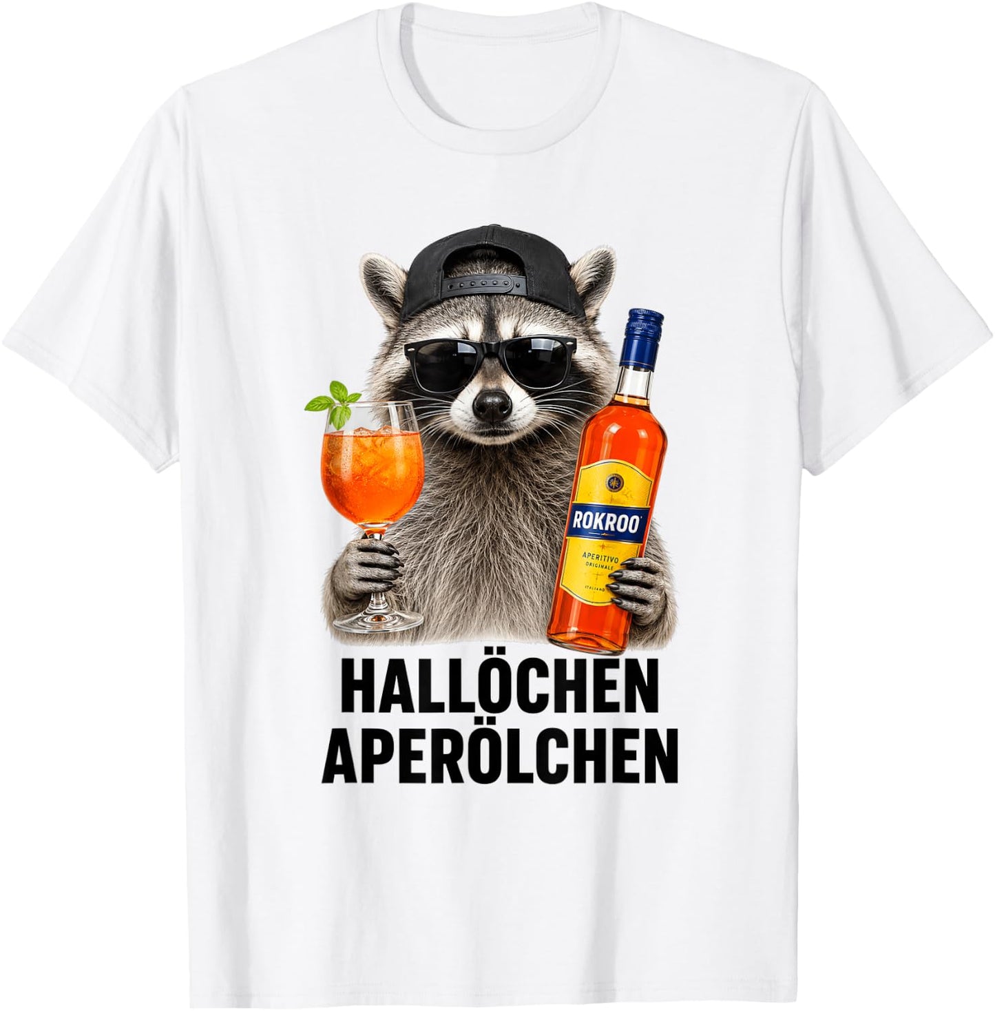 Waschbär Aperitif Hallöchen Aperölchen - Lustiges Waschbär T-Shirt - T-Shirt | White